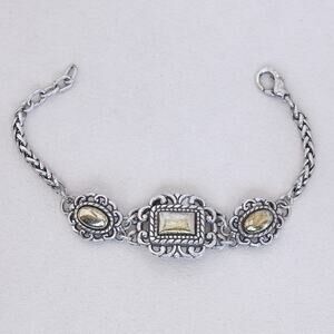 Brighton Two Tone Bracelet Silver Gold Retired Design 7.5" Lobster Clasp WEAR